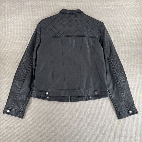 BNCI by blanc noir Faux Leather Motorcycle Jacket Grunge Biker Black Medium - Picture 7 of 8